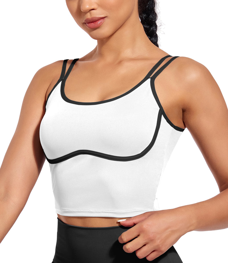 Longline Sports Bra Workout Tops with Built In Bras