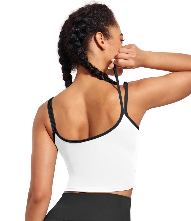 Longline Sports Bra Workout Tops with Built In Bras