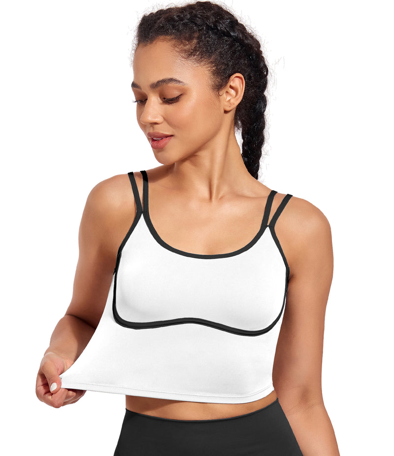 Longline Sports Bra Workout Tops with Built In Bras