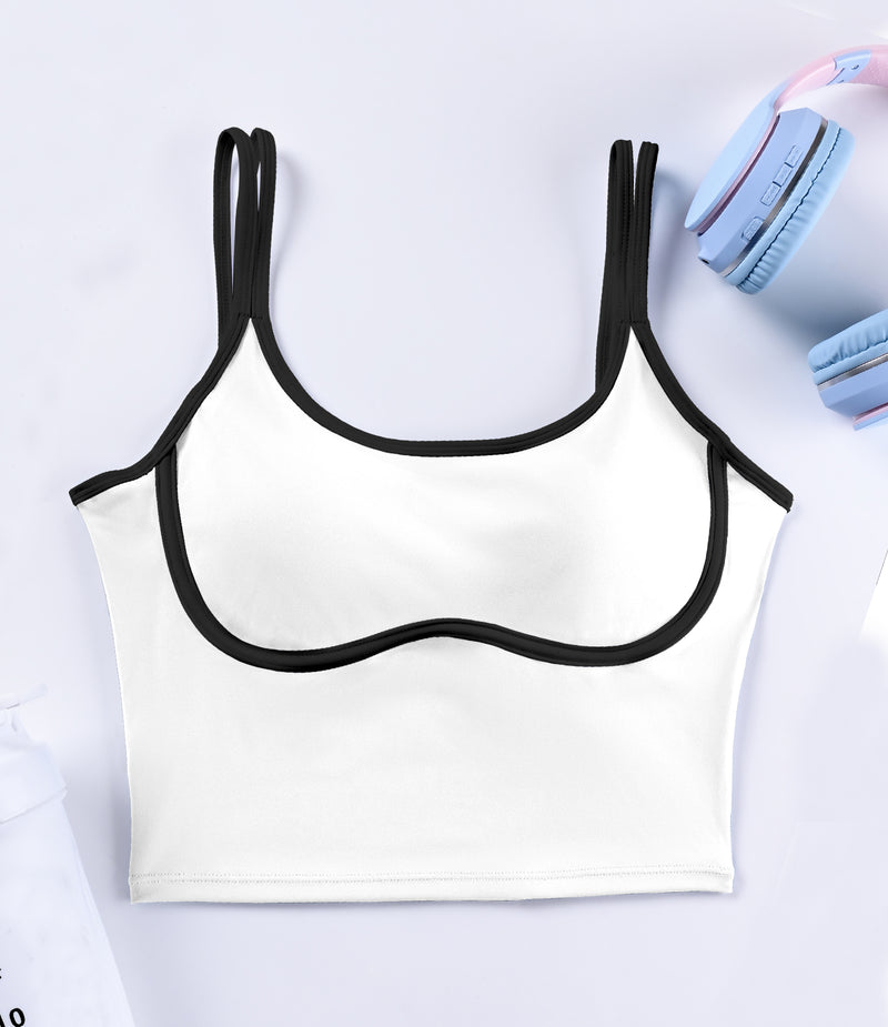 Longline Sports Bra Workout Tops with Built In Bras