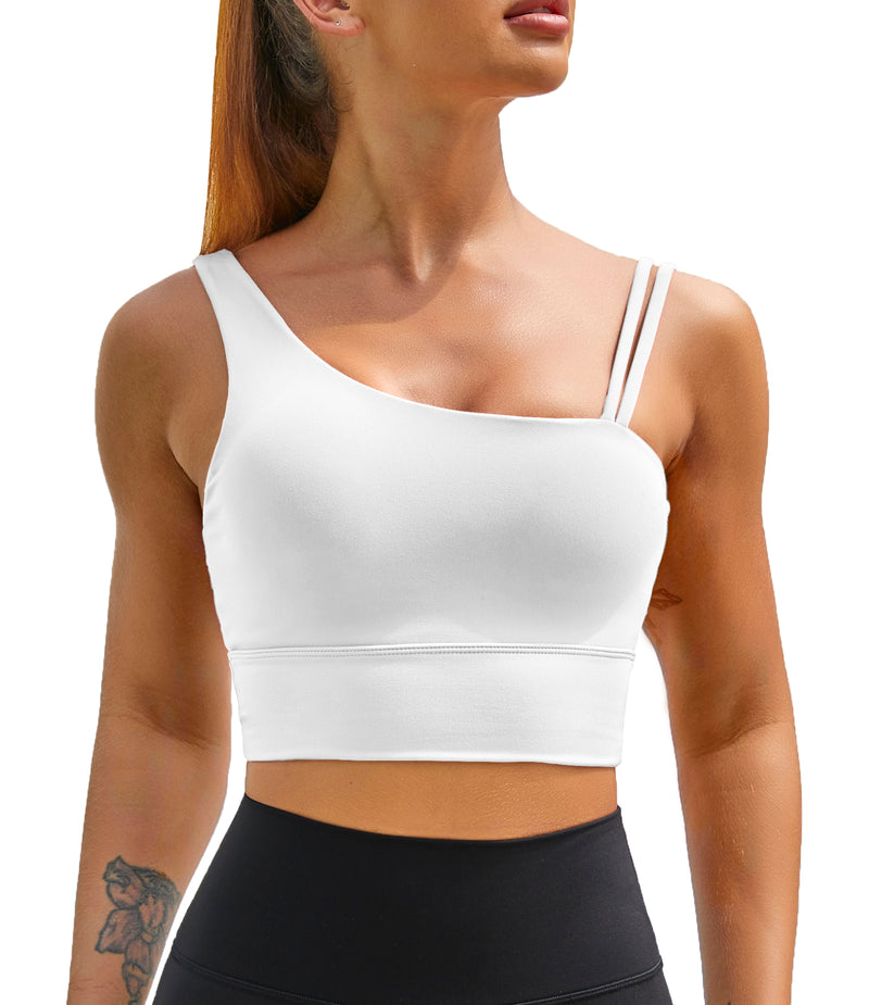 Workout Top Longline Sports Bra with Built in Bras