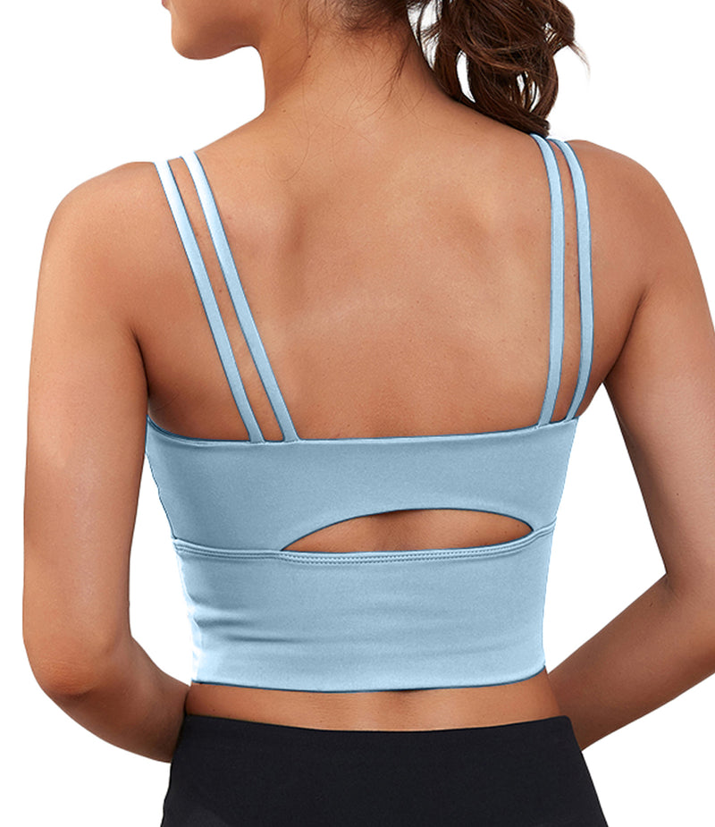 Strappy Longline Cutout Yoga Workout Sports Bra