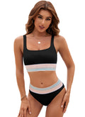 Boho High Waisted Bikini Set Color Block Teens