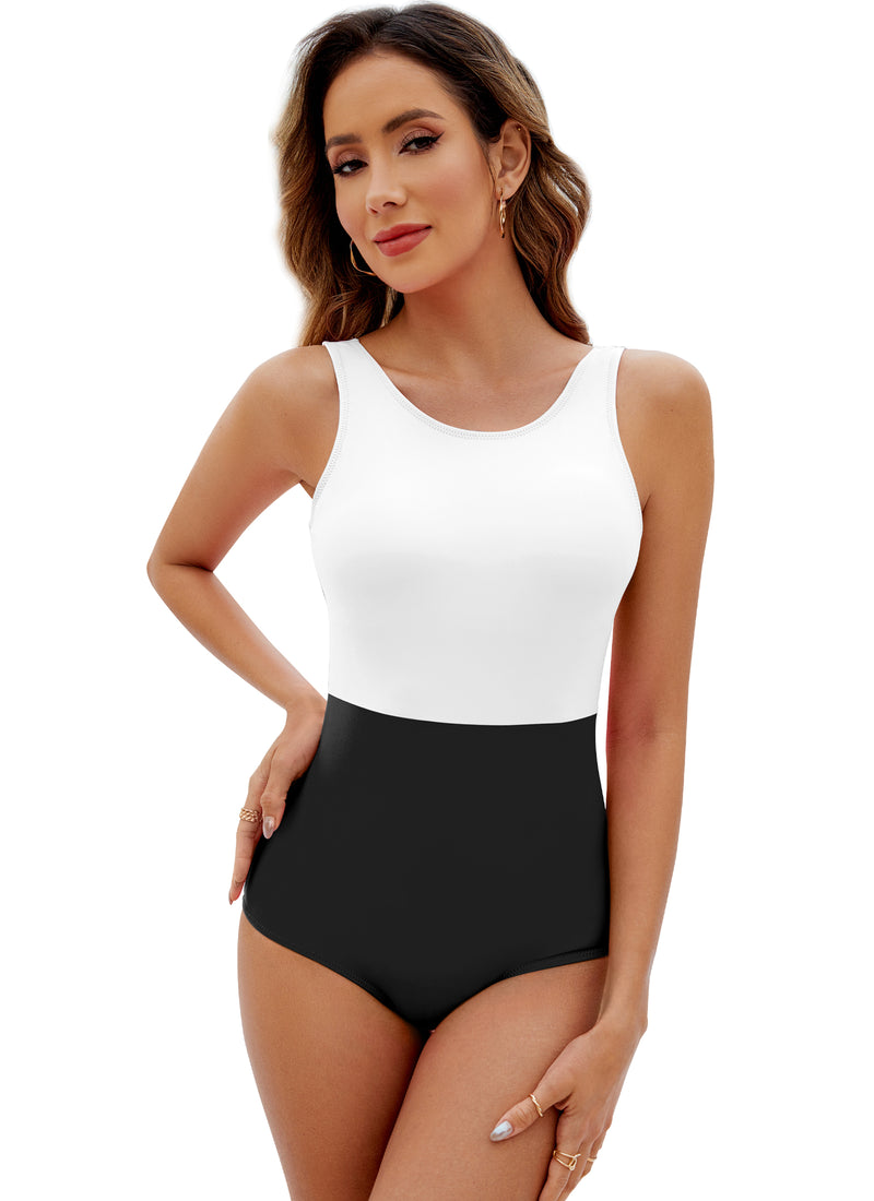 Color Block One Piece Bathing Suit