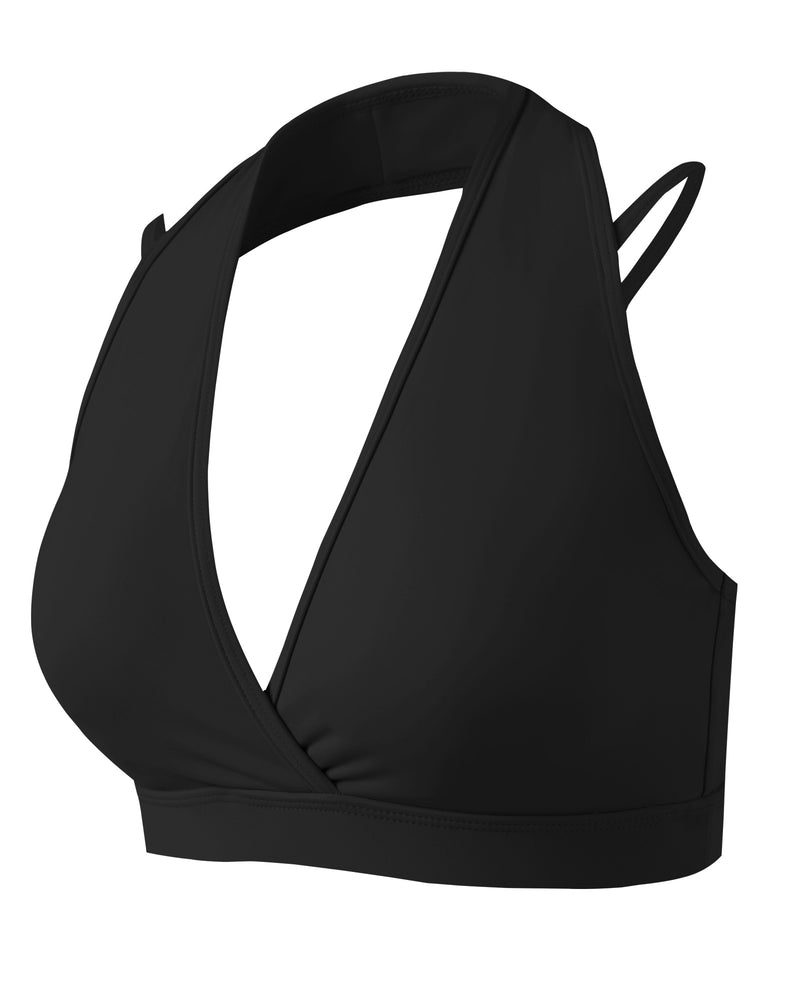 V Neck Halter Sports Bra with Adjustable Spaghetti Strap