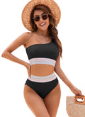 One Shoulder Swimsuits High Waisted Bikini Sets Tummy Control Bathing Suits