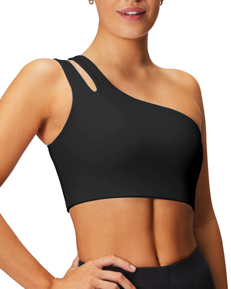 One Shoulder Sports Bra with Built in Bras