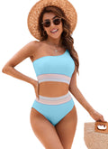 One Shoulder Swimsuits High Waisted Bikini Sets Tummy Control Bathing Suits