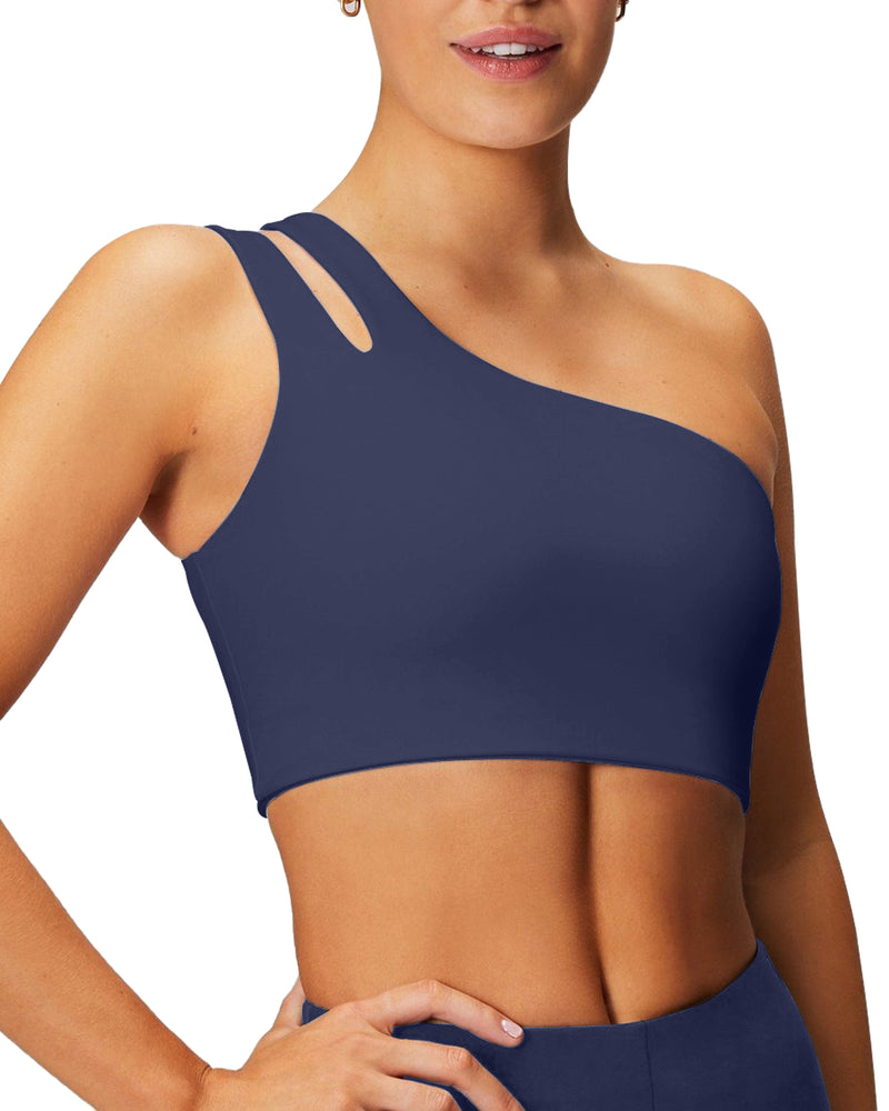 One Shoulder Sports Bra with Built in Bras