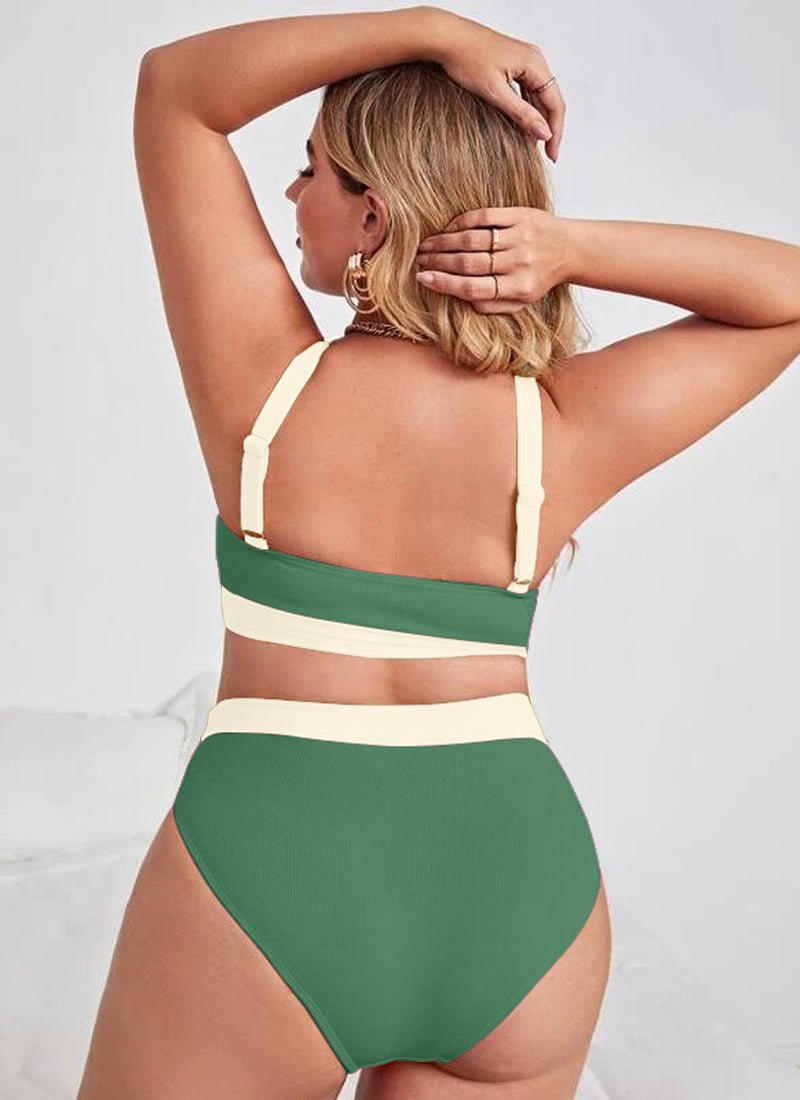 Plus Size Swimsuits Color Block