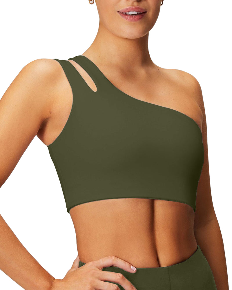 One Shoulder Sports Bra with Built in Bras