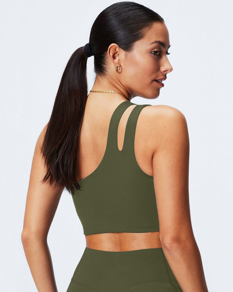 One Shoulder Sports Bra with Built in Bras