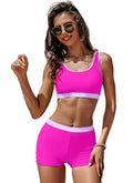Sporty High Waisted Elastic Bathing Suit