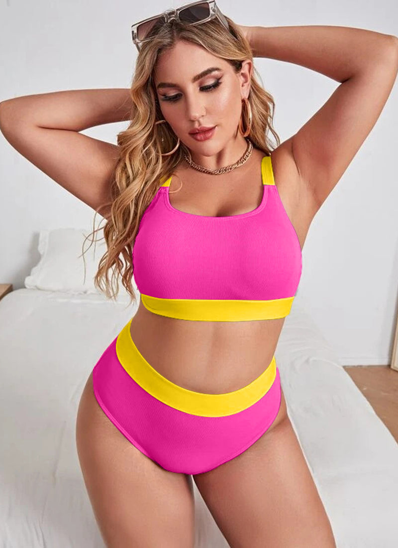 Plus Size Swimsuits Color Block