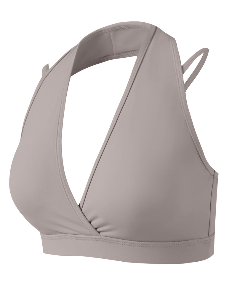 V Neck Halter Sports Bra with Adjustable Spaghetti Strap