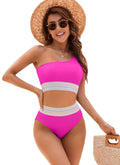 One Shoulder Swimsuits High Waisted Bikini Sets Tummy Control Bathing Suits