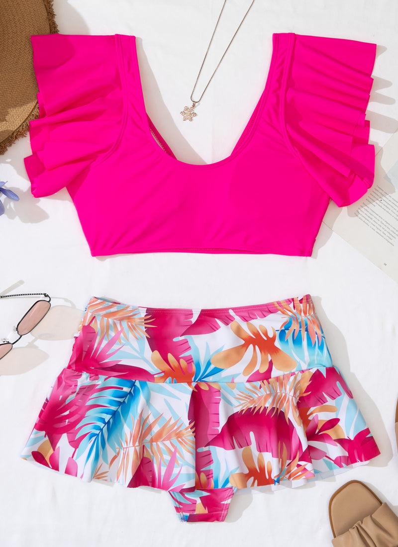 Prints Tankini Bathing Suit  with Swim Skirt