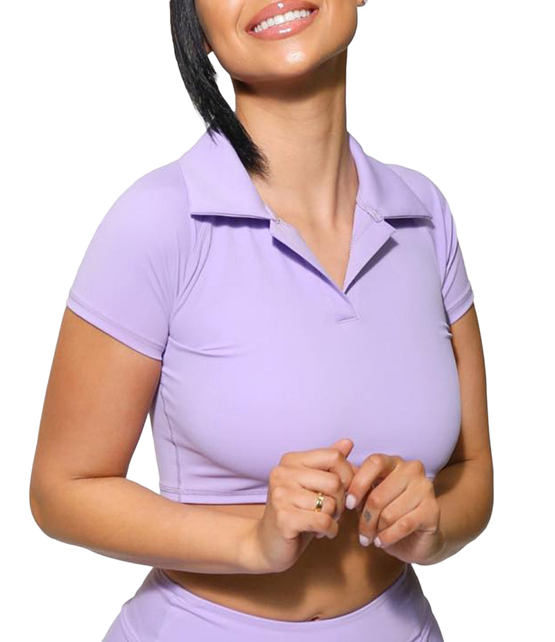 Polo Golf Short Sleeve Shirts Collared Crop Top