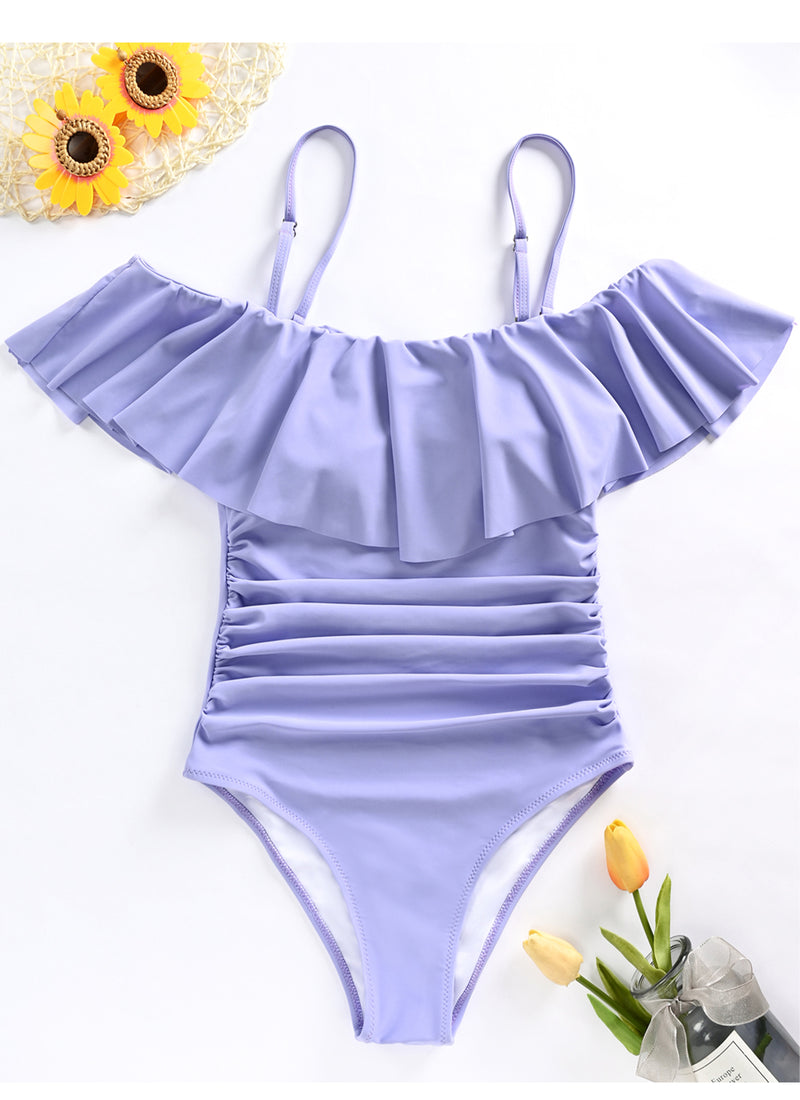 Off Shoulder Flounce Ruffled One Piece Swimsuits