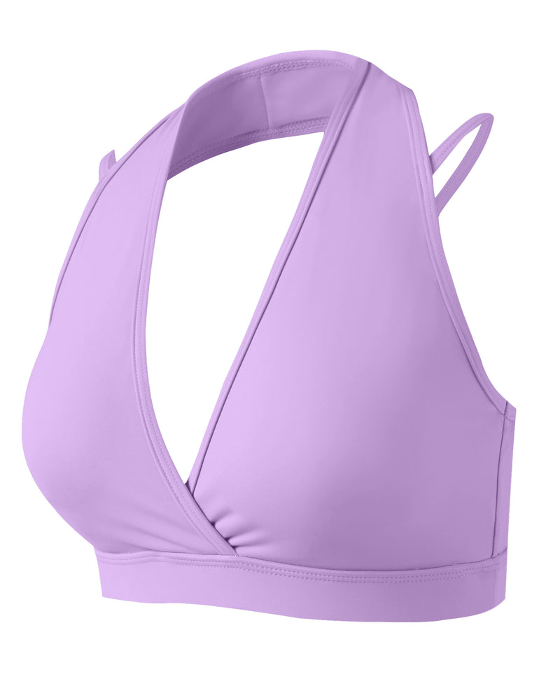 V Neck Halter Sports Bra with Adjustable Spaghetti Strap