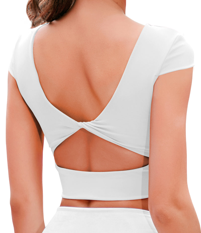 Cap Sleeve Longline Sports Bra Open Back