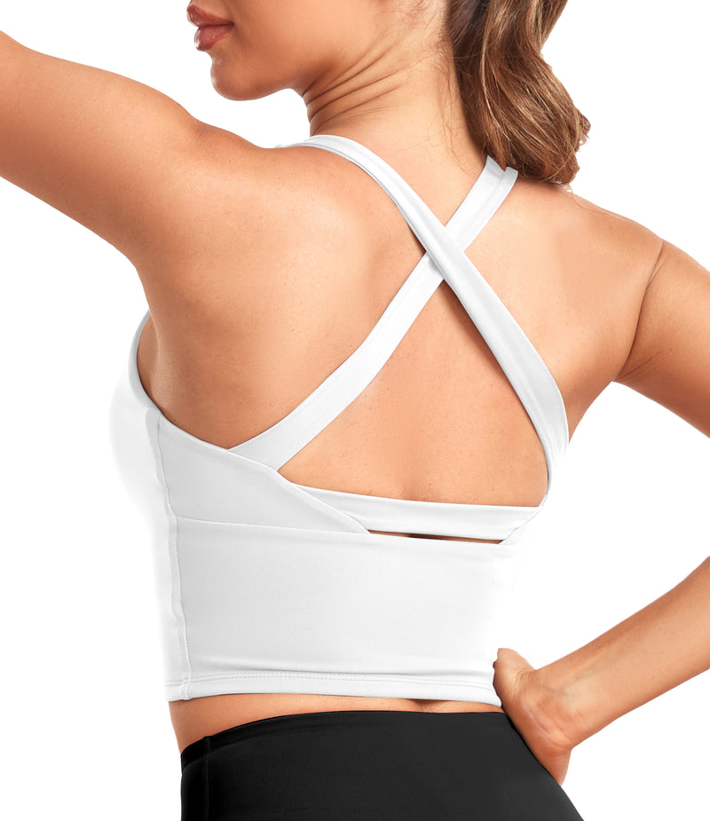 Backless Strappy Sports Bra Longline Criss Cross